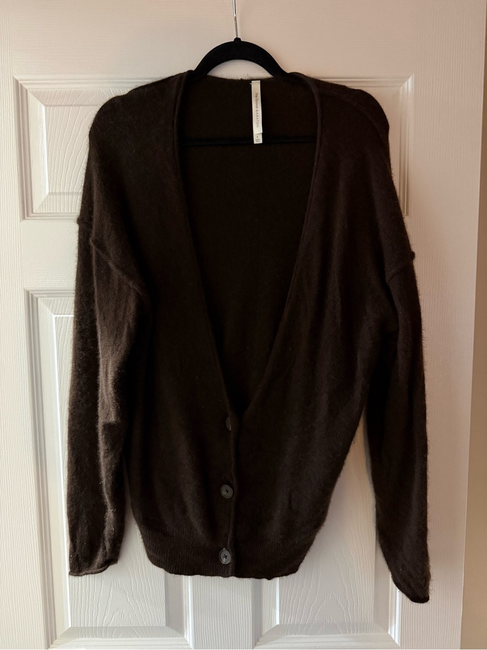Babaton Cashmere Dark Brown V-Neck Button Cardigan